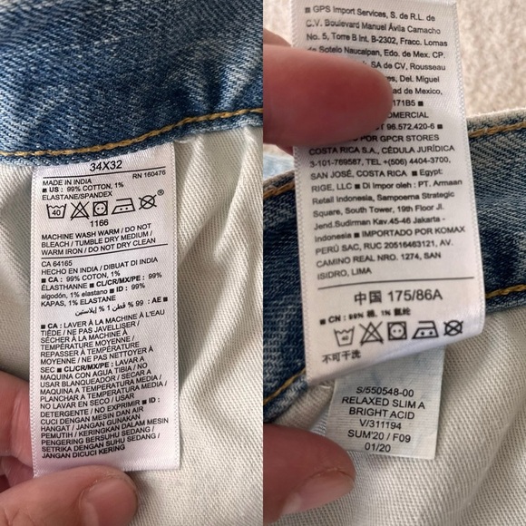 Old Navy Relaxed Slim Taper Jeans 34 Bright Acid Wash - Picture 10 of 12